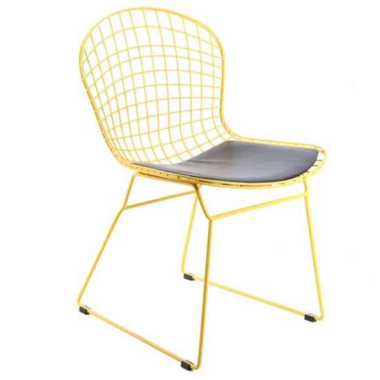 Delüx Metal Tel Sandalye Sarı
