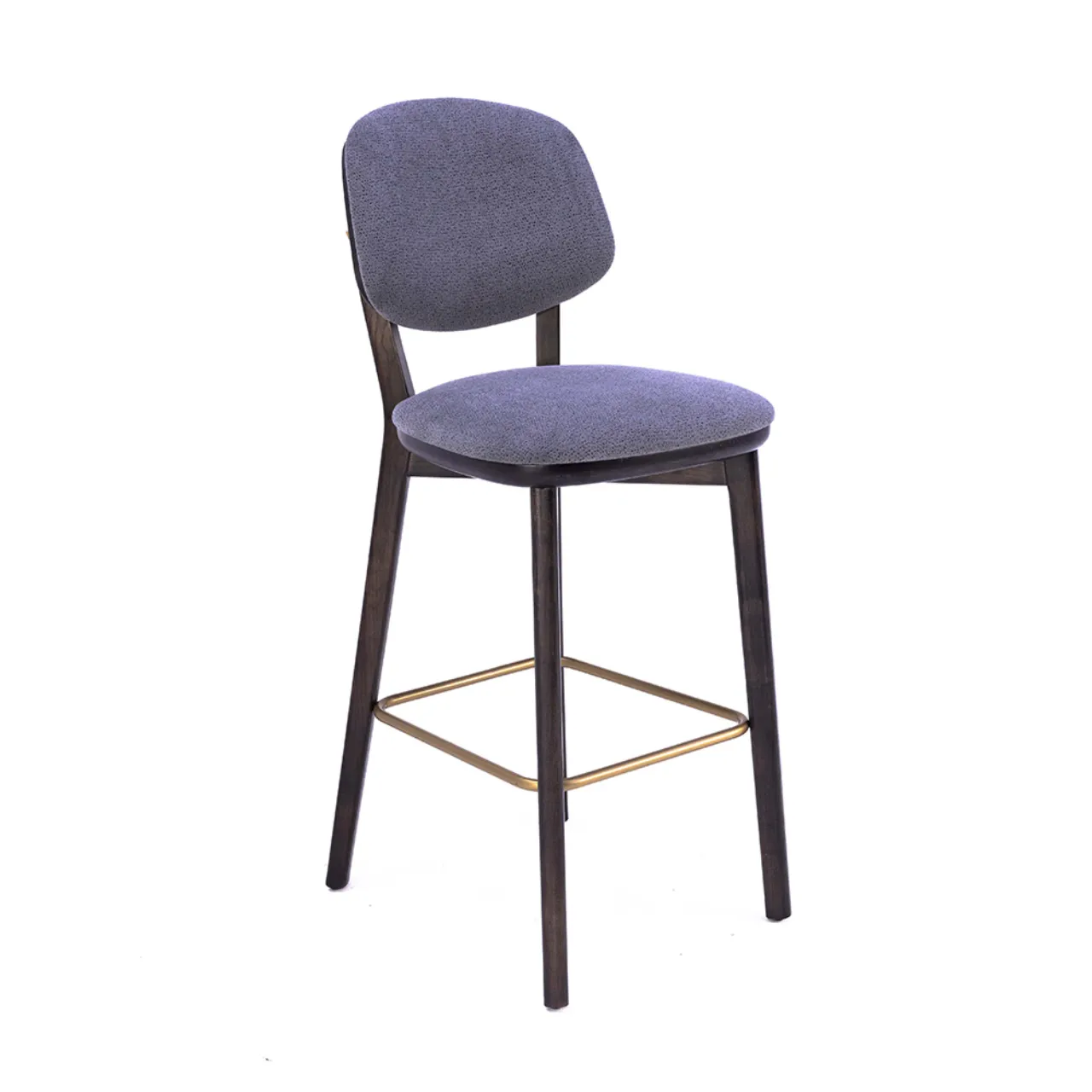 Modern Gri Döşemeli Ahşap Bar Sandalyesi