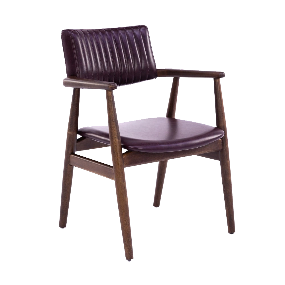 ALLEN RETRO DİKİŞLİ DERİ GÖVDE VE MİNDER AHŞAP SANDALYE