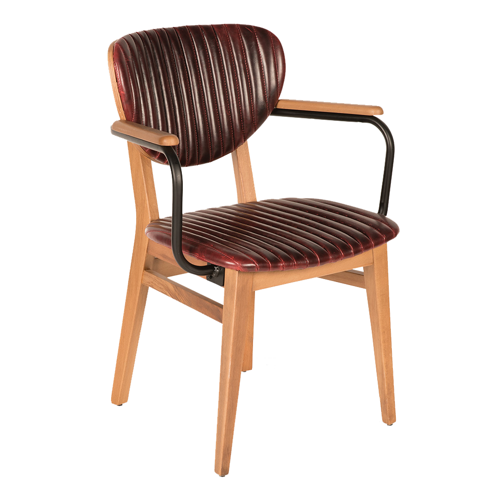 LİON KOLLU DİK DİKİŞLİ 03 AHŞAP CAFE SANDALYE