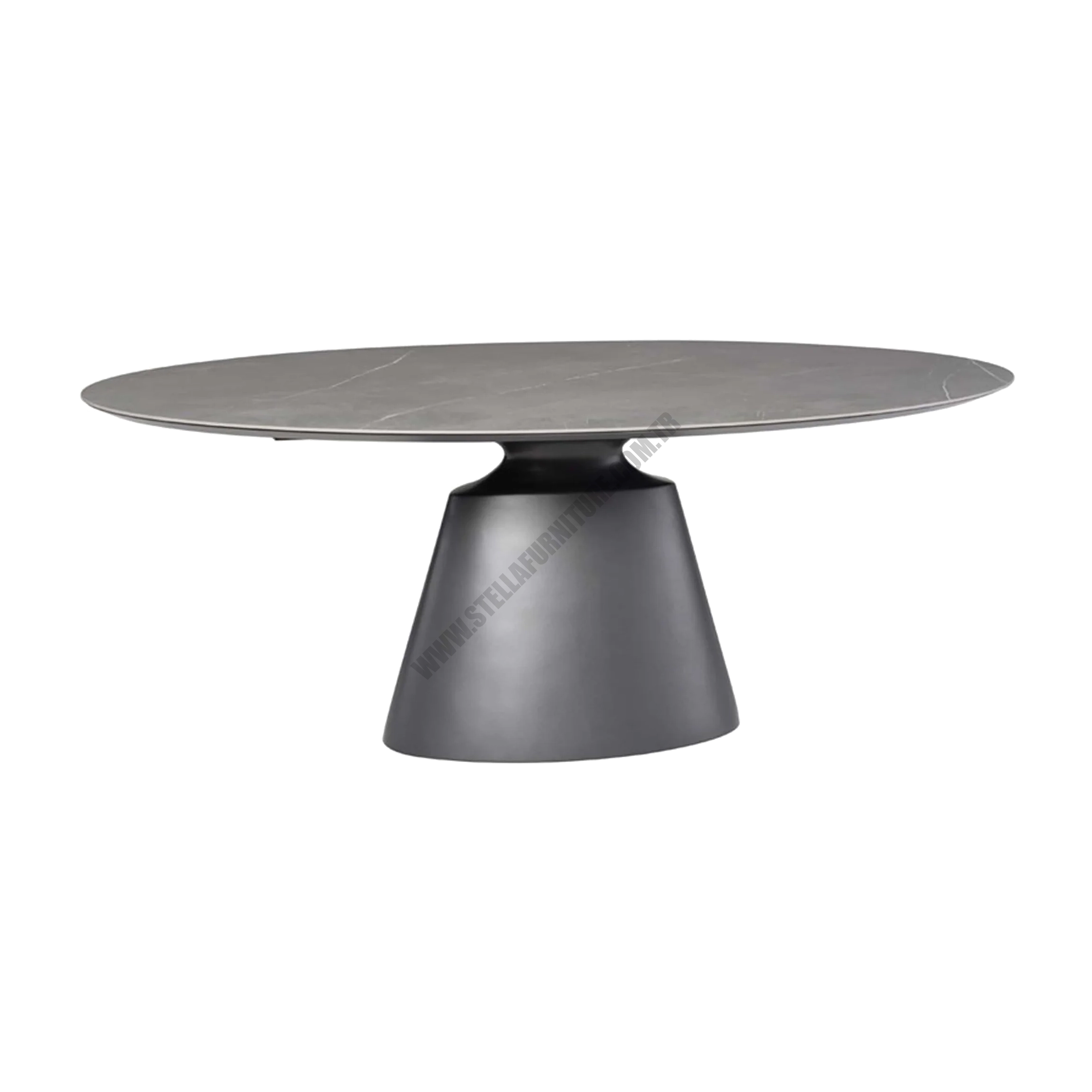 TAJİ OVAL DİNİNG TABLE, GREY CERAMİCTİTANİUM BASE