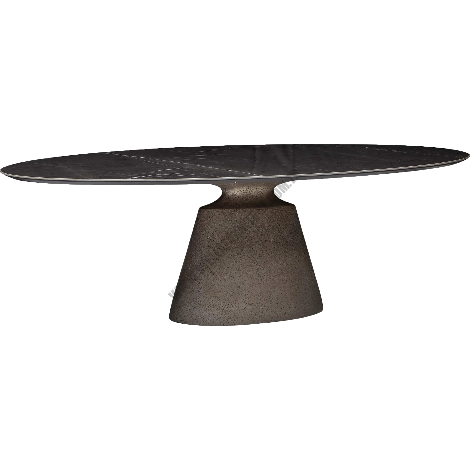 TAJİ OVAL DİNİNG TABLE, POLİSHED GREYTEXTURED SİLVER BASE