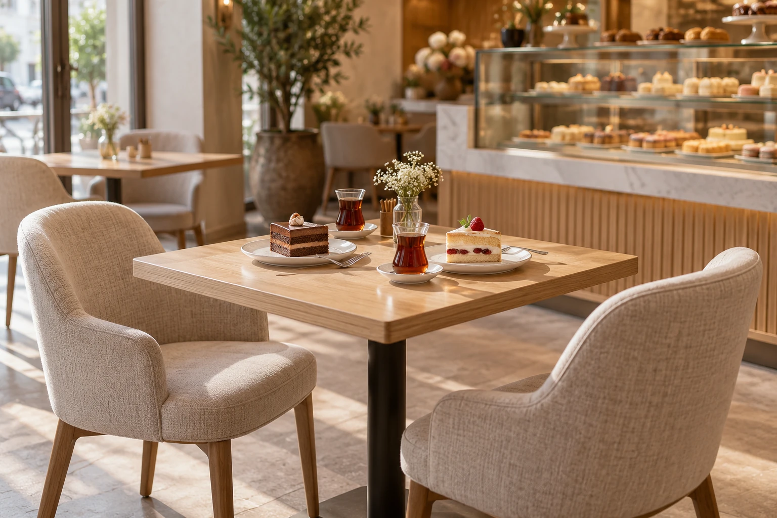 Pastane İçin Cafe Masaları: Tatlı, Çay ve Servis Yüzeyini Planlama