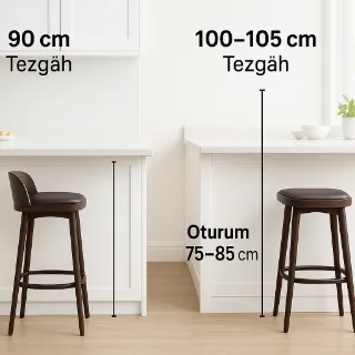 Tezgâh Yüksekliğine Göre Doğru Bar Sandalyesi