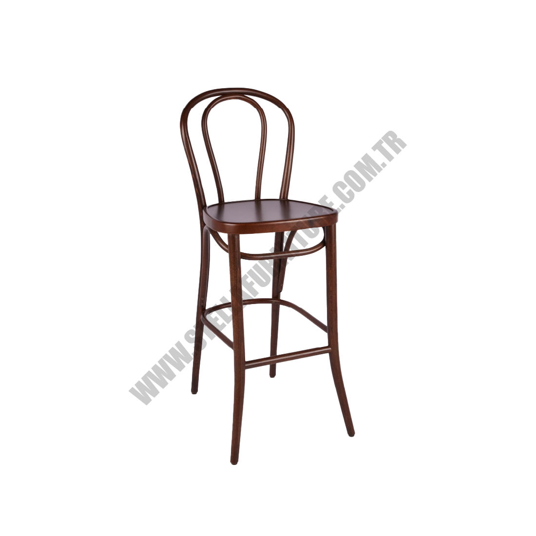 Ahşap Thonet Bar Sandalyesi Kahverengi