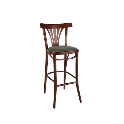 B56 OD DÖŞEMELİ YEŞİL AHŞAP BAR SANDALYESİ görsel 1