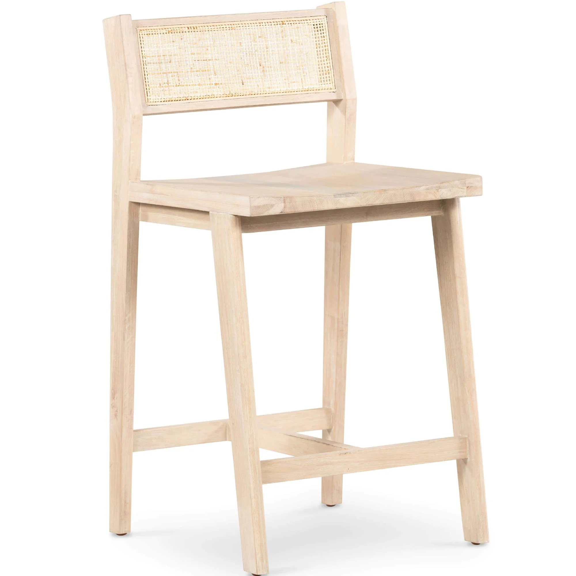 DOĞAL AHŞAP RATTAN SIRTLIKLI BAR SANDALYESİ