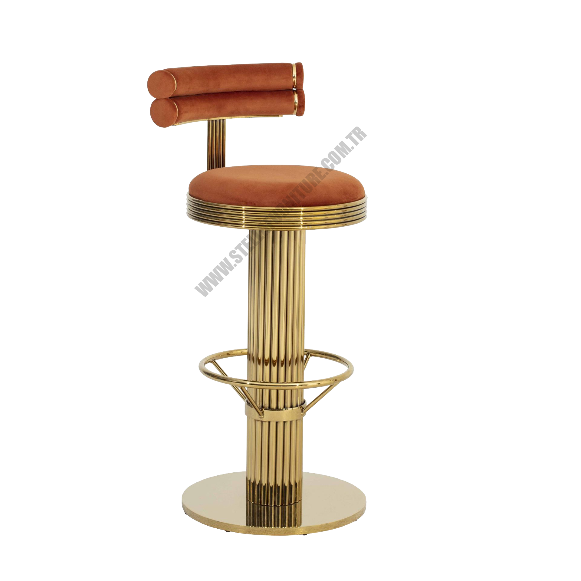 GOLDEREN TURUNCU METAL BAR  SANDALYESİ