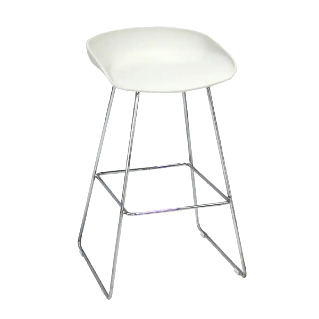 HAY BAR SANDALYESİ BEYAZ KROM METAL AYAKLI