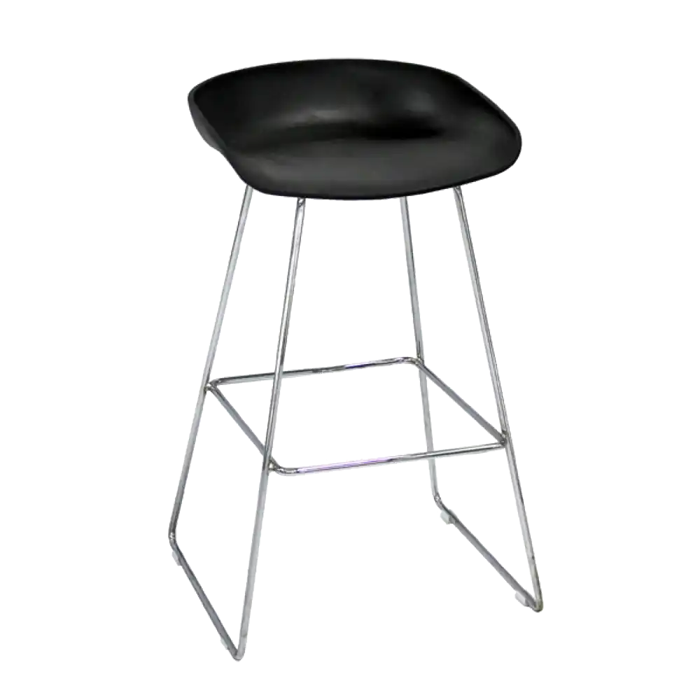 HAY BAR SANDALYESİ SİYAH KROM METAL AYAKLI