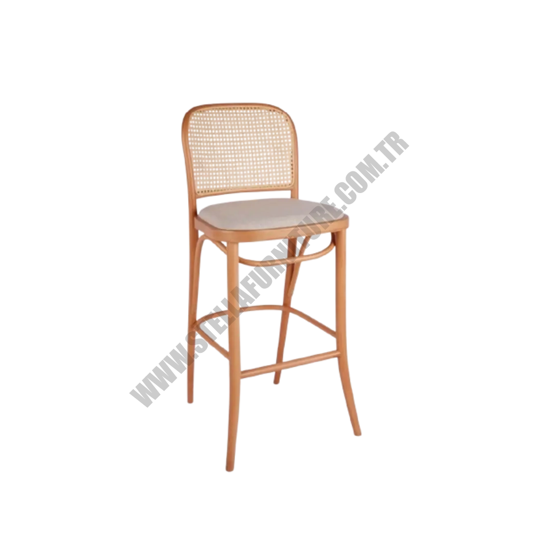 Shod Meşe Cilalı Thonet Bar Sandalyesi
