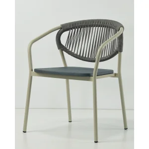 Grey Rope Woven Armchair Outdoor Cafe Restaurant Chair