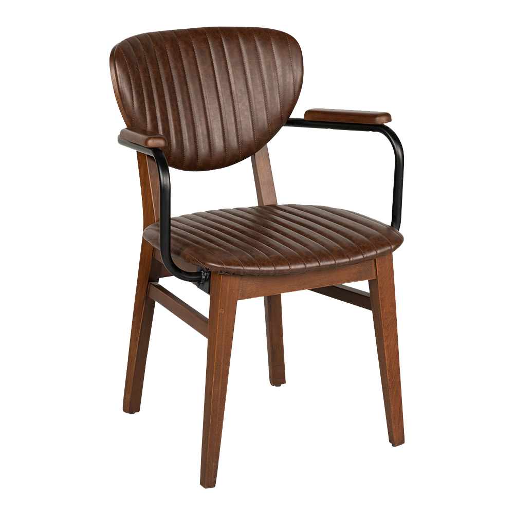 LİON KOLLU DİK DİKİŞLİ 01 AHŞAP CAFE SANDALYE