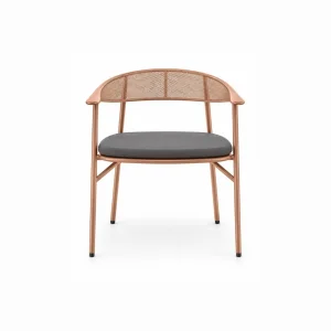 Rose Metal Mesh Back Upholstered Cafe Restaurant Armchair