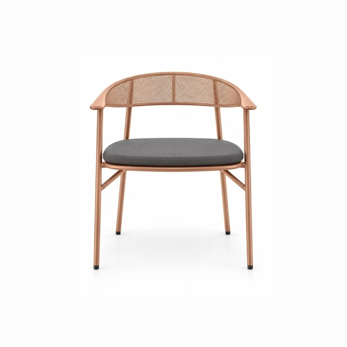 Rose Metal Mesh Back Upholstered Cafe Restaurant Armchair