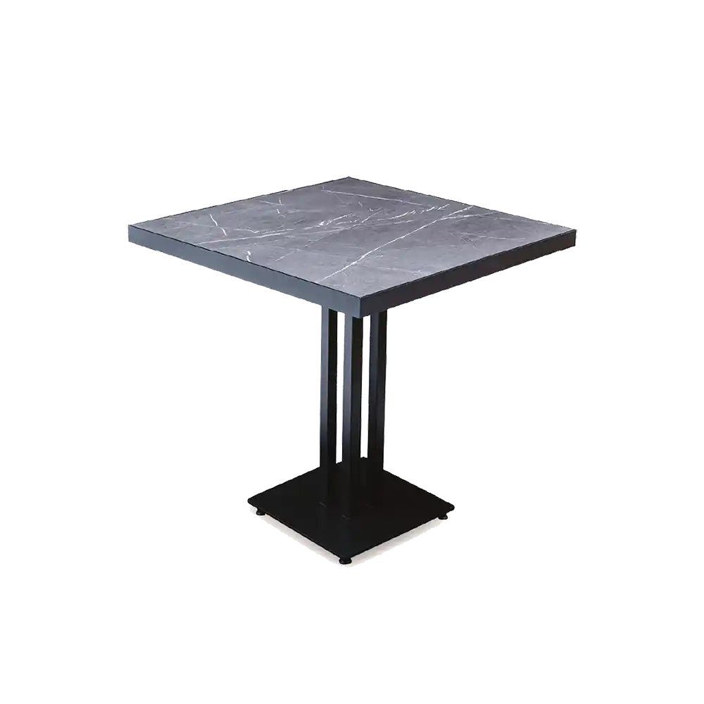 Siyah Mermer Desenli Compact Laminat Cafe Masası