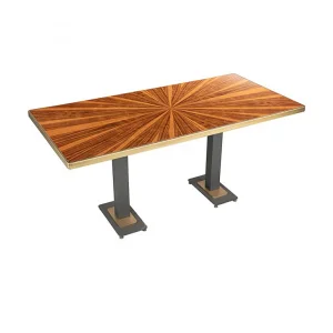 140x80 Wood Effect Gold Framed Cafe Restaurant Table