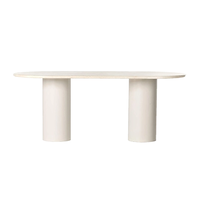 BELLE OVAL DİNİNG TABLE, CREAM MARBLE görsel 2