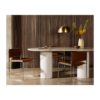 BELLE OVAL DİNİNG TABLE, CREAM MARBLE görsel 4