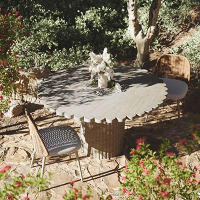 BLOSSOM OUTDOOR ROUND DİNİNG TABLE, TRAVERTİNE FİNİSH görsel 6