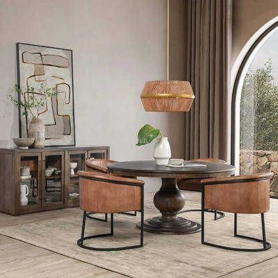 BROOKSİDE 60 ROUND DİNİNG TABLE, DARK BROWN görsel 3