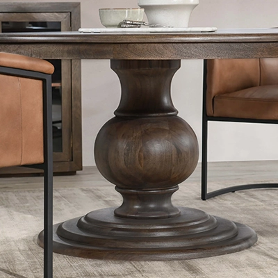 BROOKSİDE 60 ROUND DİNİNG TABLE, DARK BROWN görsel 4