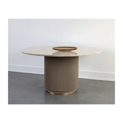 CATALDİ ROUND DİNİNG TABLE, TAUPE görsel 3