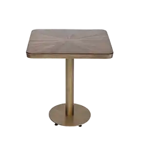 Walnut Top Brass Finish Metal Cafe Table