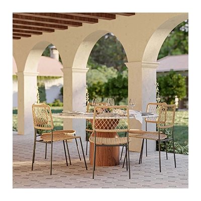 CYNTHİA OUTDOOR ROUND DİNİNG TABLE, TRAVERTİNE görsel 3