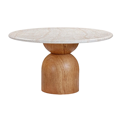 CYNTHİA OUTDOOR ROUND DİNİNG TABLE, TRAVERTİNE