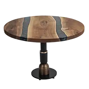 Round Solid Wood Epoxy Cafe Restaurant Table