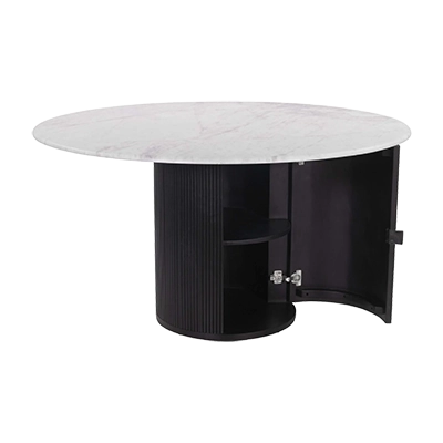 IZOLA DİNİNG TABLE, WHİTE MARBLEBLACK BASE görsel 2
