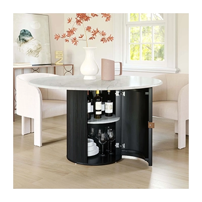 IZOLA DİNİNG TABLE, WHİTE MARBLEBLACK BASE görsel 4
