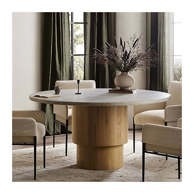 MARİAH ROUND DİNİNG TABLE, WHİTE MARBLE görsel 4