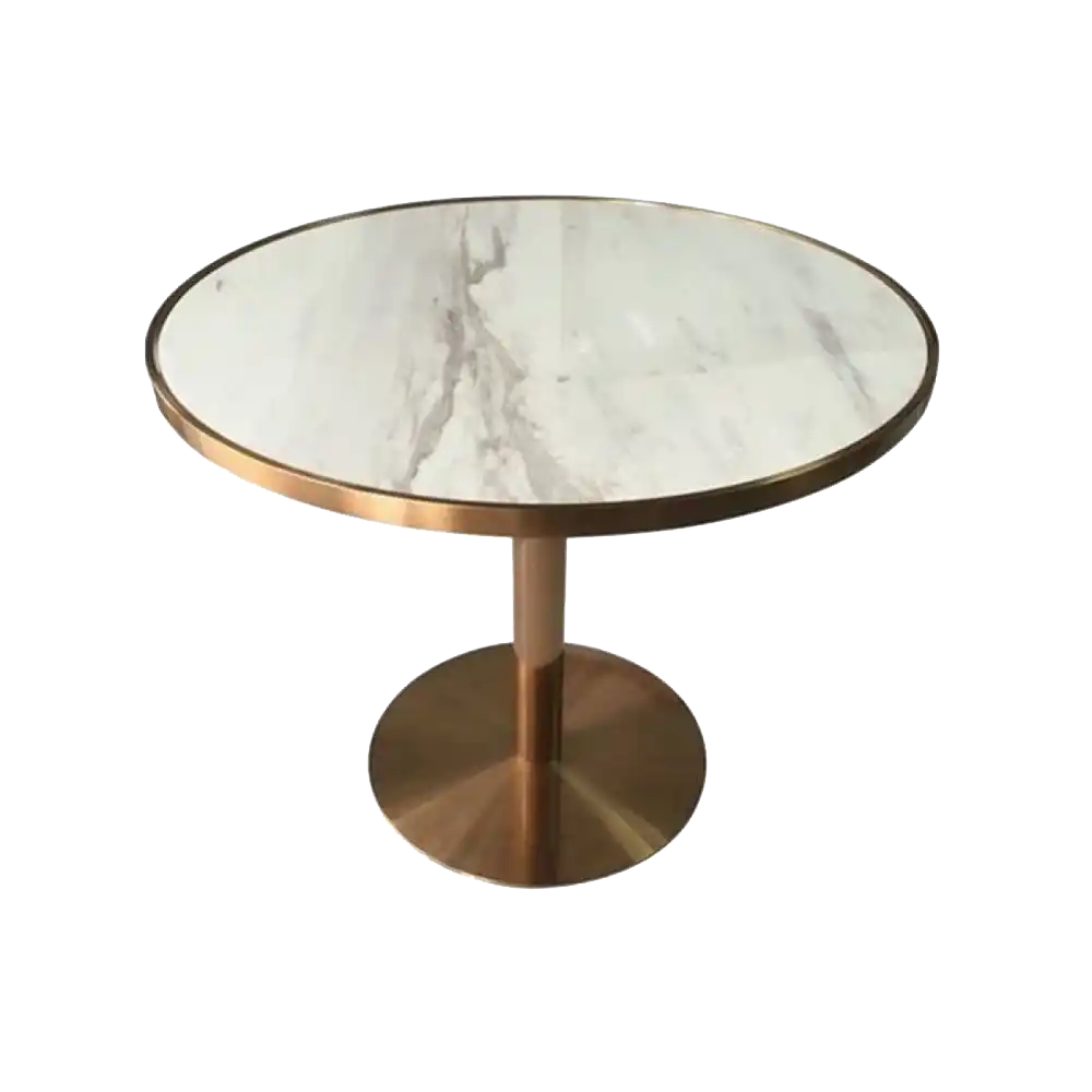 METAL GOLD ÇERÇEVELİ YUVARLAK MERMER MASA