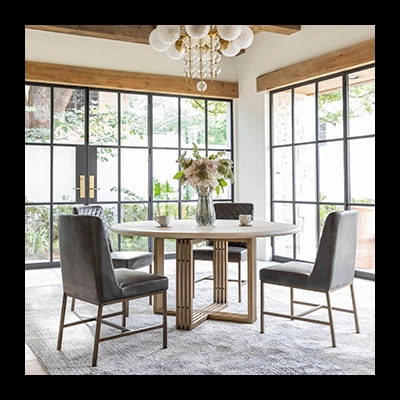 MİA ROUND DİNİNG TABLE, PARCHMENT WHİTE görsel 3