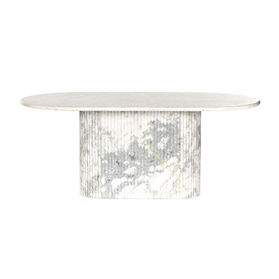 ORANDA OVAL DİNİNG TABLE, WHİTE MARBLE görsel 2