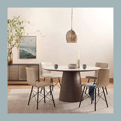 SKYE ROUND DİNİNG TABLE, WHİTE MARBLE görsel 3