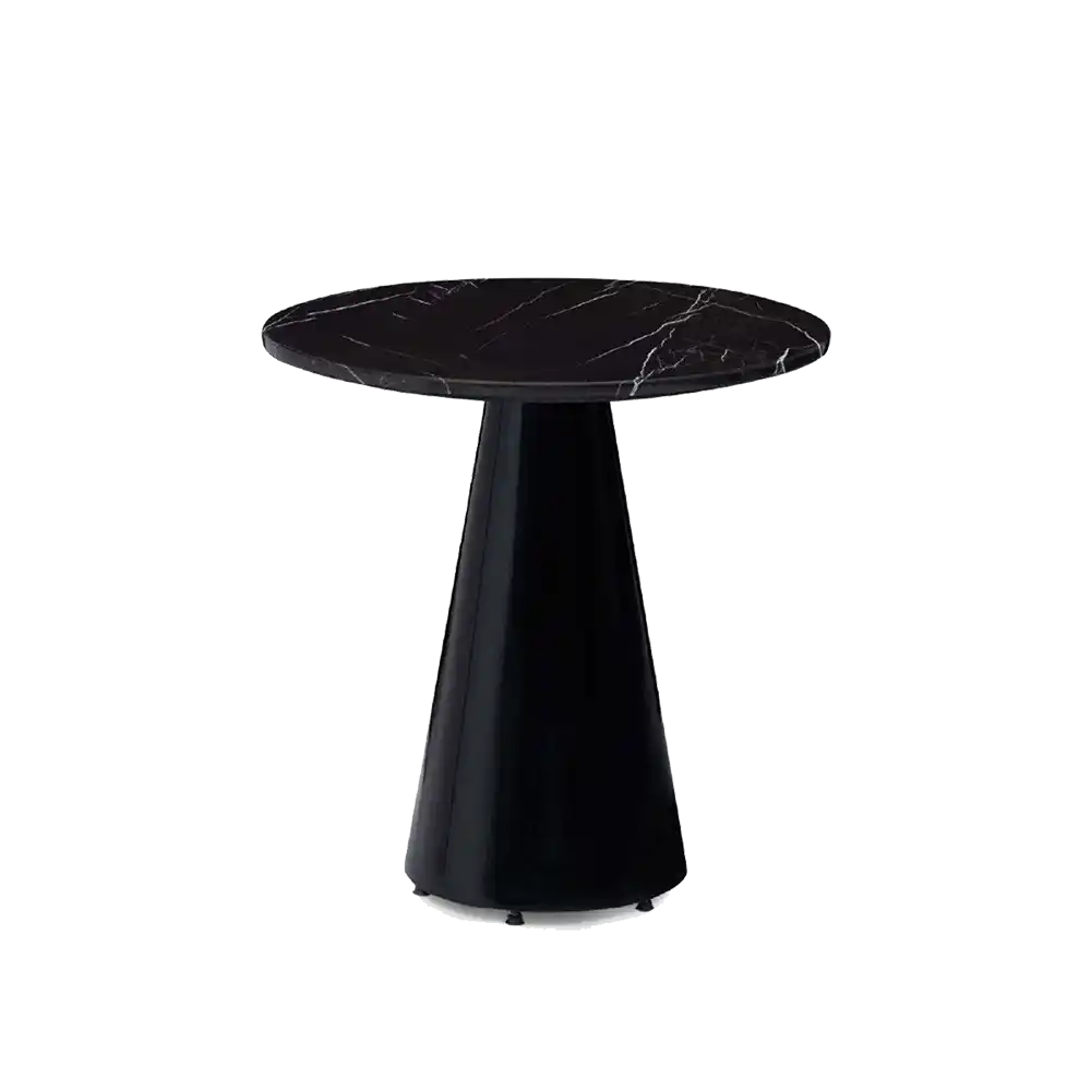 Yuvarlak Huni Metal Ayaklı Mermer Cafe Masası