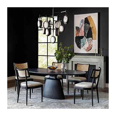 TAJİ OVAL DİNİNG TABLE, BLACK görsel 5