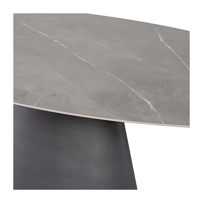 TAJİ OVAL DİNİNG TABLE, GREY CERAMİCTİTANİUM BASE görsel 3
