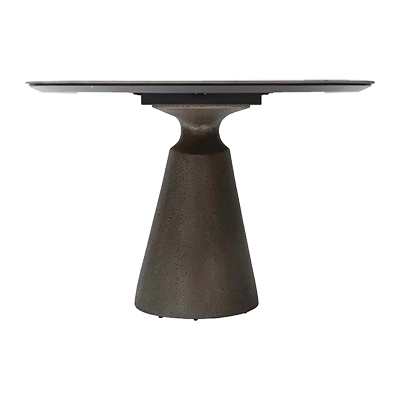 TAJİ OVAL DİNİNG TABLE, POLİSHED GREYTEXTURED SİLVER BASE görsel 3