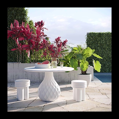 TULUM OUTDOOR ROUND DİNİNG TABLE, IVORY görsel 3