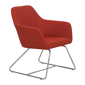 İNCA पाइप के पैरों वाली प्रतीक्षा कुर्सी — लाल रंग