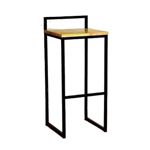 NATURAL WOOD METAL LEGS BAR STOOL
