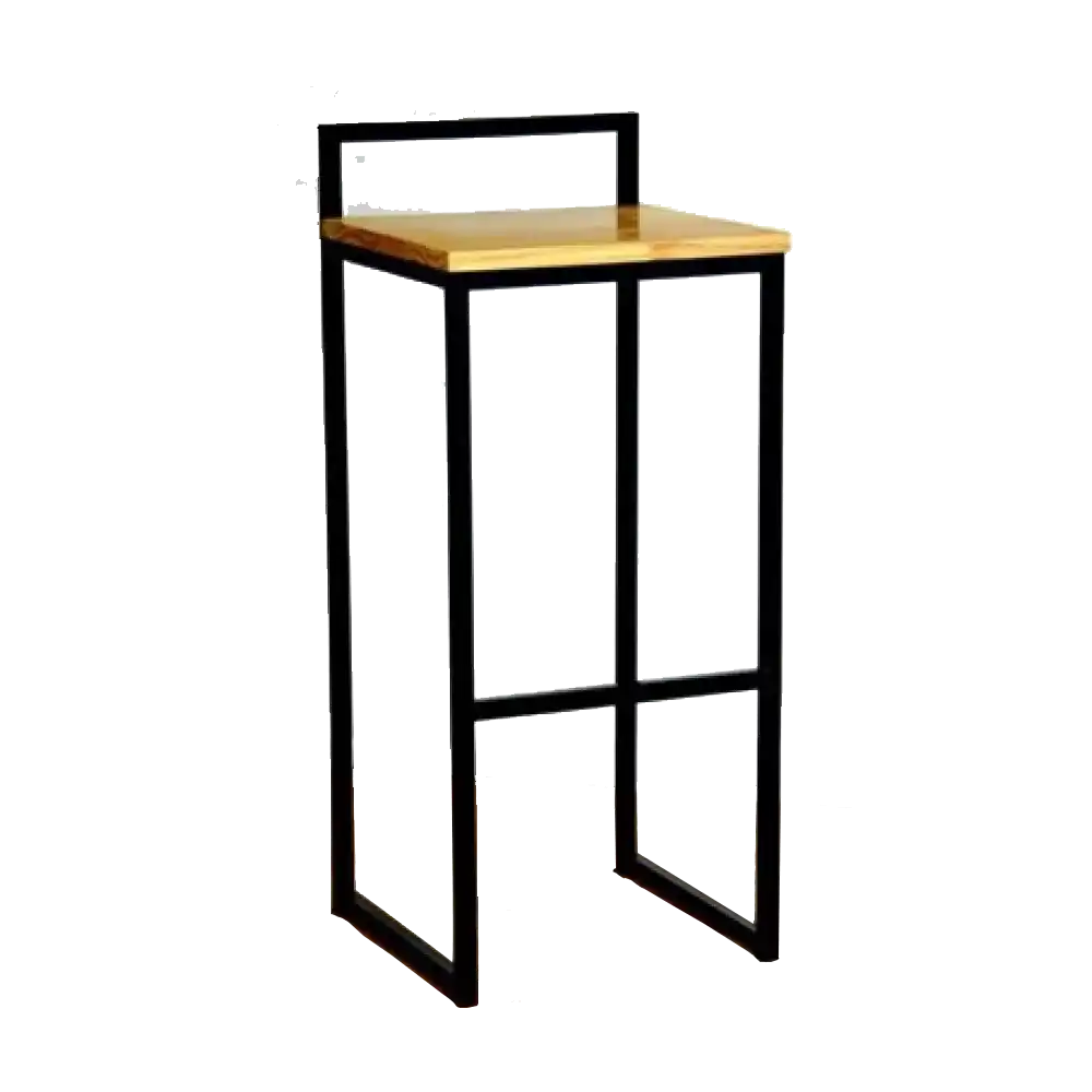 DOĞAL AHŞAP METAL AYAK BAR TABURESİ